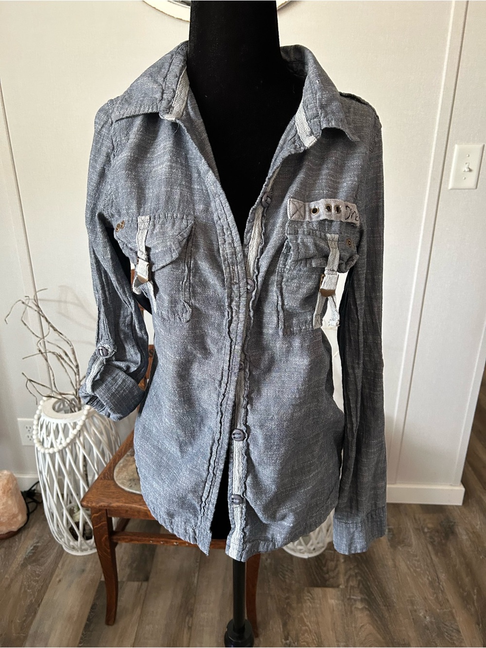 O Neil Button-Front Jean shirt  - Gray